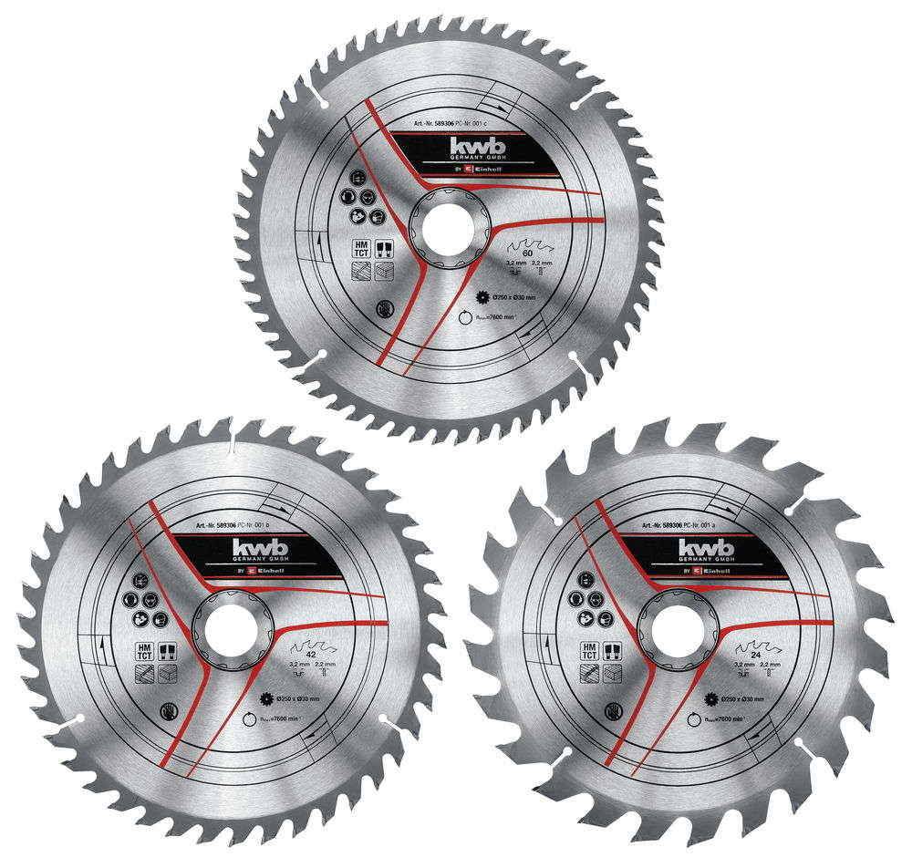 Kwb By Einhell - Set de lames pour scie sur table, diamètre 250x30x3,0mm - KWB by Einhell - Image 1