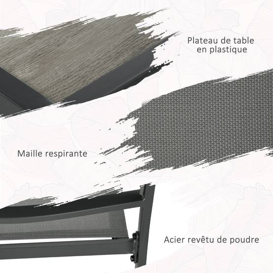 ComfortXL - Salon de jardin 6 places acier Textilène table chaises empilables terrasse gris - ComfortXL Outdoor Living - Image 7