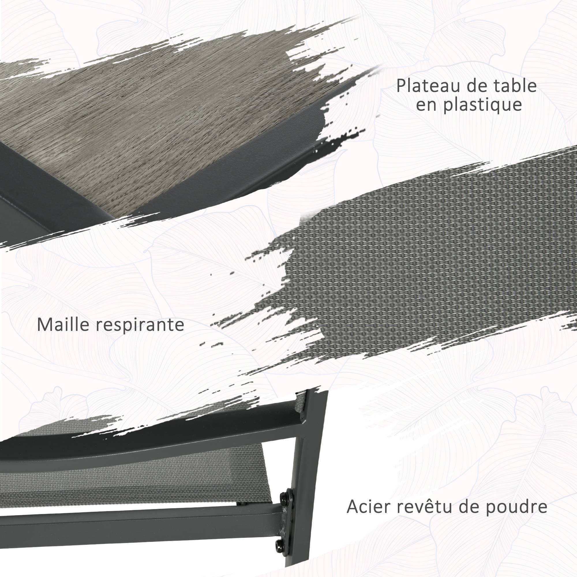 ComfortXL - Salon de jardin 6 places acier Textilène table chaises empilables terrasse gris - ComfortXL Outdoor Living - Image 7