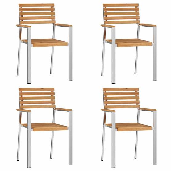 Salon de Jardin Repas Teck Massif 5 Pièces 4 Personnes pour Terrasse Marron – ComfortXL Outdoor Living - Image 6