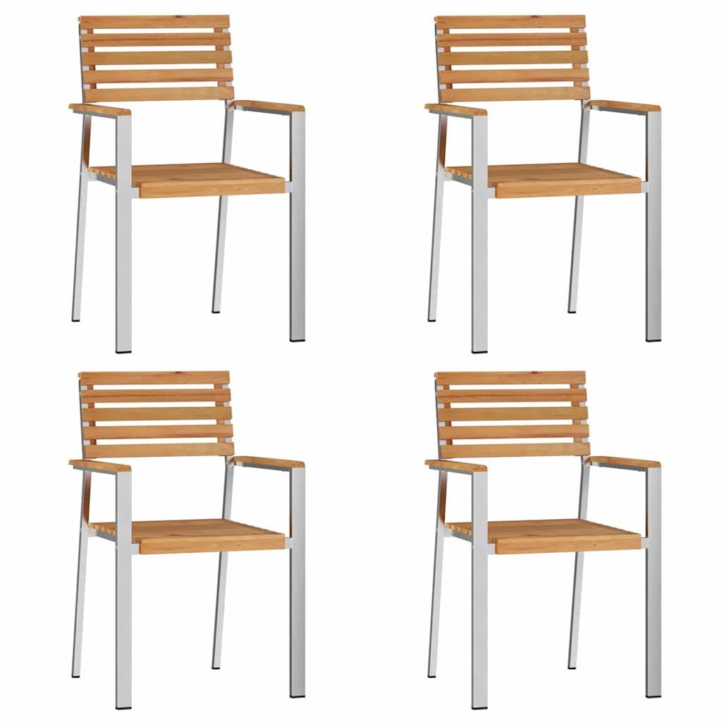 Salon de Jardin Repas Teck Massif 5 Pièces 4 Personnes pour Terrasse Marron – ComfortXL Outdoor Living - Image 6