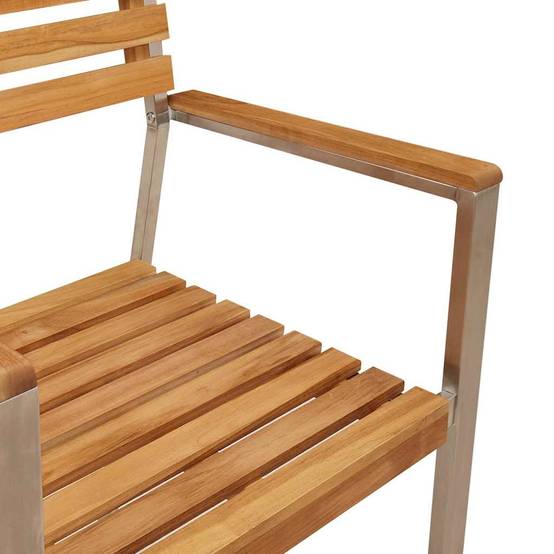 Salon de Jardin Repas Teck Massif 5 Pièces 4 Personnes pour Terrasse Marron – ComfortXL Outdoor Living - Image 3