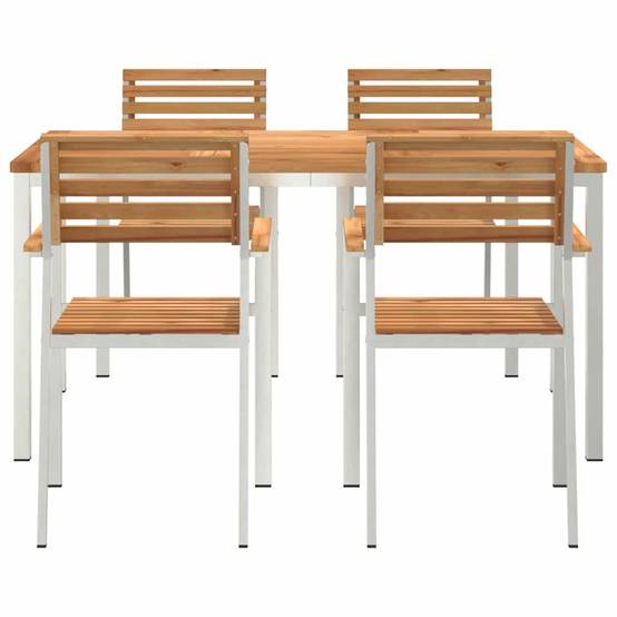 Salon de Jardin Repas Teck Massif 5 Pièces 4 Personnes pour Terrasse Marron – ComfortXL Outdoor Living - Image 7