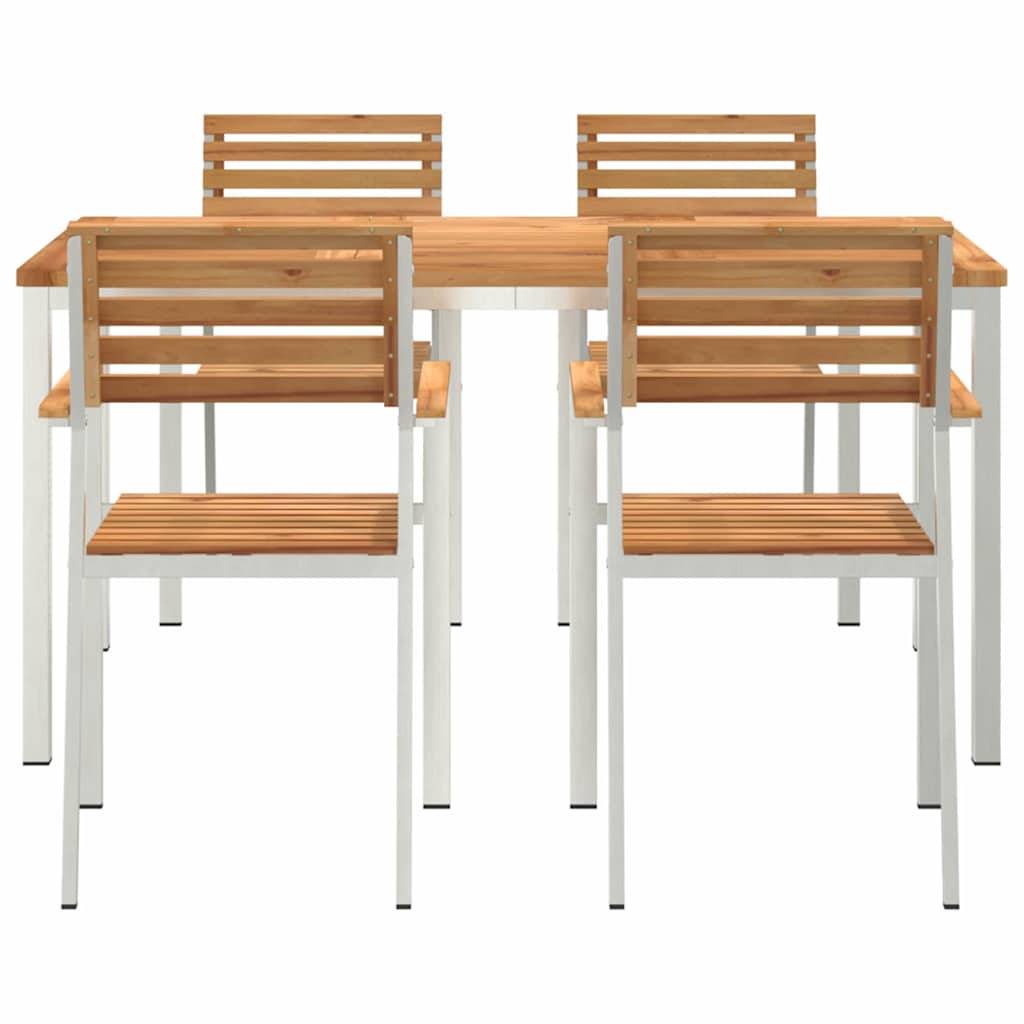 Salon de Jardin Repas Teck Massif 5 Pièces 4 Personnes pour Terrasse Marron – ComfortXL Outdoor Living - Image 7