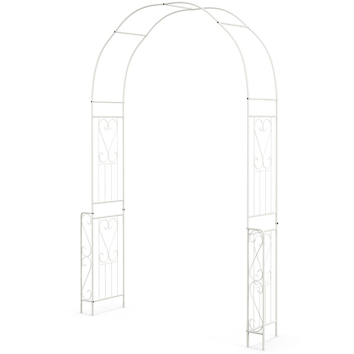 Arche de Jardin en Métal pour Plantes Grimpantes Treillis de Jardin en Arc avec 6 Pieds Extérieur 167x37x240CM Arche Décorative Blanc - Image 1