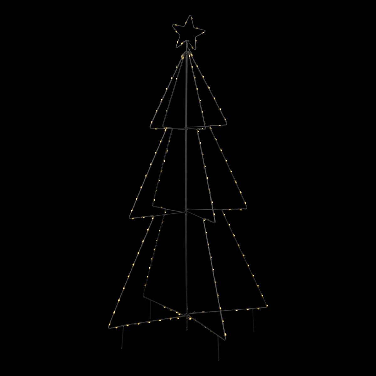 Fééric Lights & Christmas - Décoration électrique d extérieur sapin métal H130cm 150 LED à blanc chaud avec transfo FEERIC LIGHTS & CHRISTMAS - Imagen 2