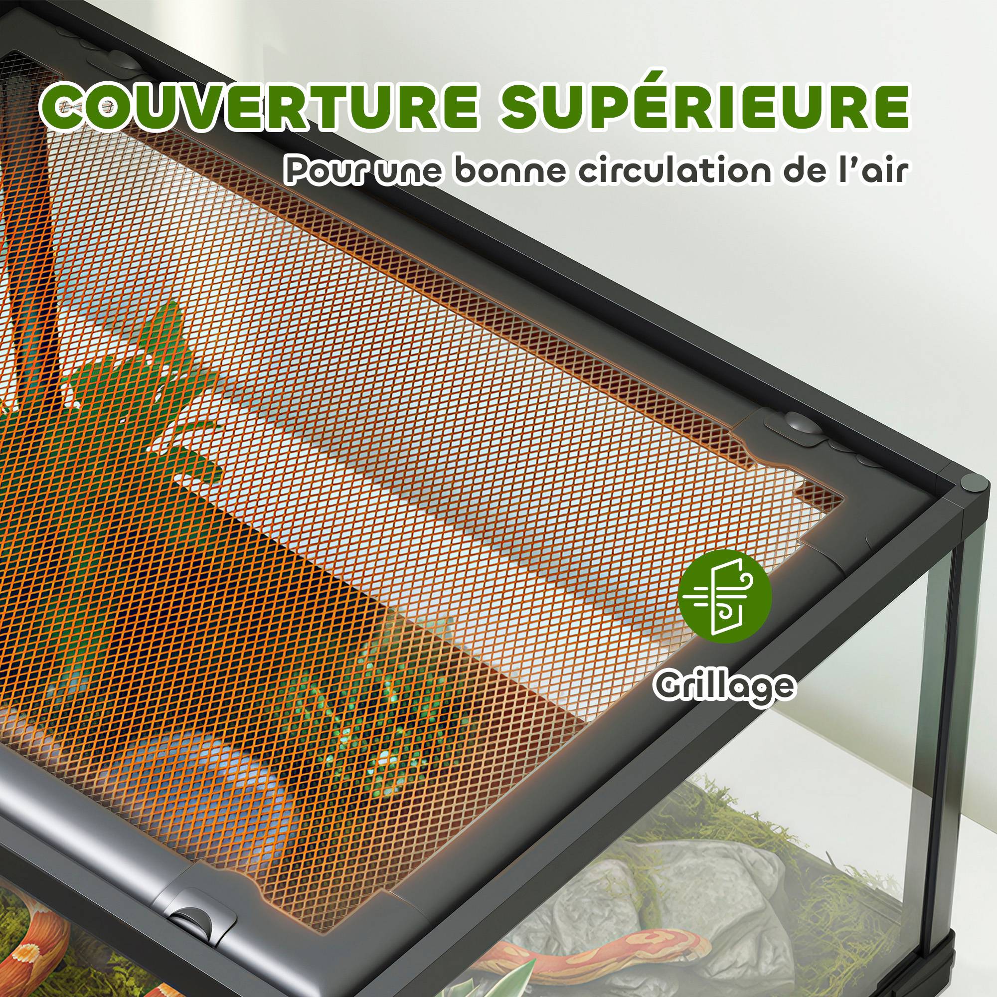 Terrarium verre noir 60 x 45 x 32 cm - PANGIVO - Image 7