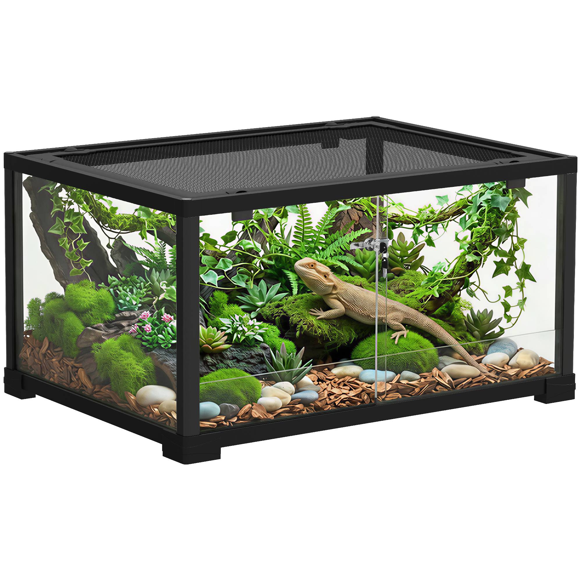 Terrarium verre noir 60 x 45 x 32 cm - PANGIVO - Image 1