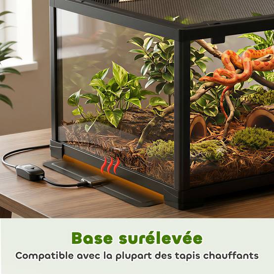 Terrarium verre noir 60 x 45 x 32 cm - PANGIVO - Image 8