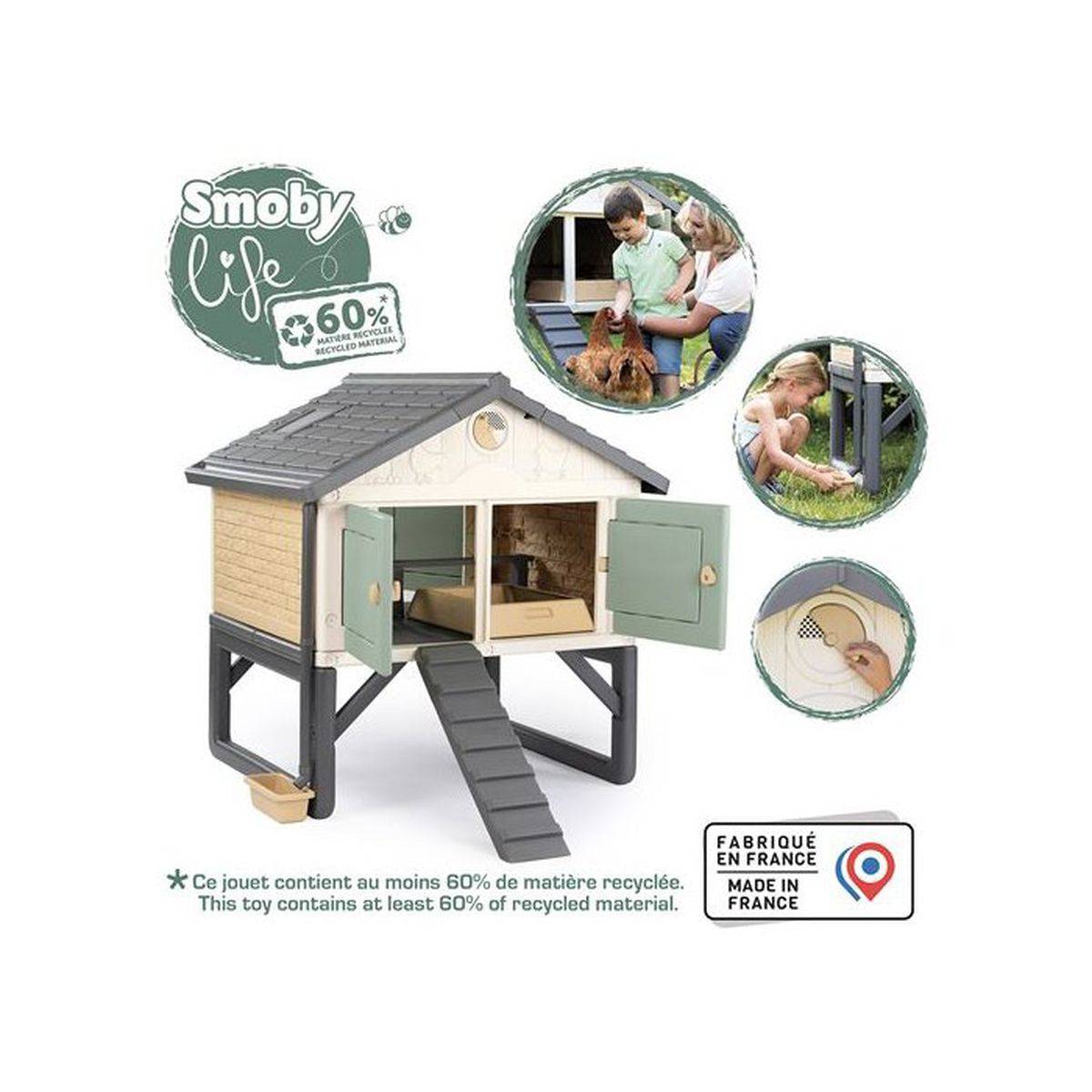 Smoby - Poulailler d’extérieur pour 5 poules en plastique recyclé, traitement anti UV, 4 portes d’accès - SMOBY - Image 5