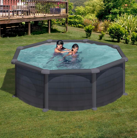 Piscine ronde à parois en acier couleur graphite Granada 350 x 132 cm