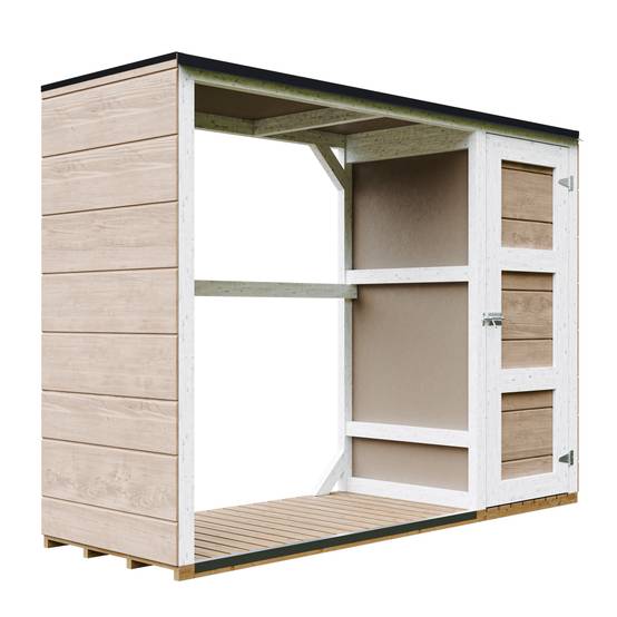 Timbela - Abri à bûches extérieur - 1,09+0,53 m² / 75x217xH159 cm - Abri à bûches moderne avec rangement latéral pour les outils - Timbela M981-TERRA BROWN - Image 1