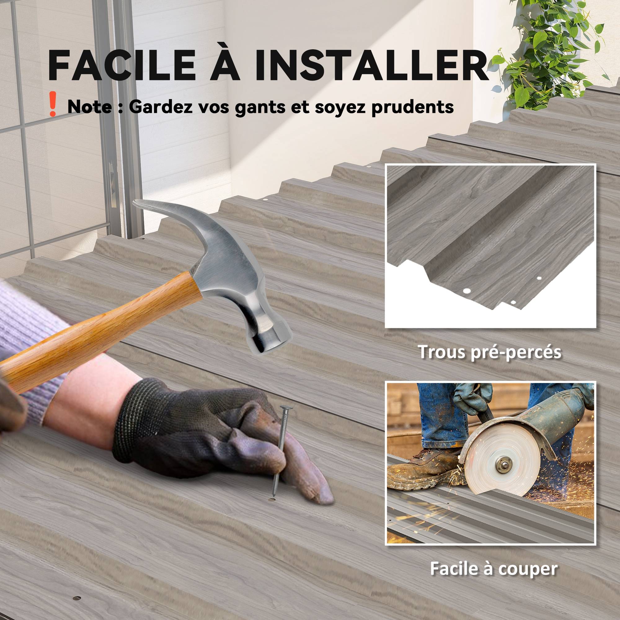 ComfortXL - Panneaux de toiture acier galvanisé bardage extérieur abris garages 129x45cm gris clair - ComfortXL Outdoor Living - Image 7