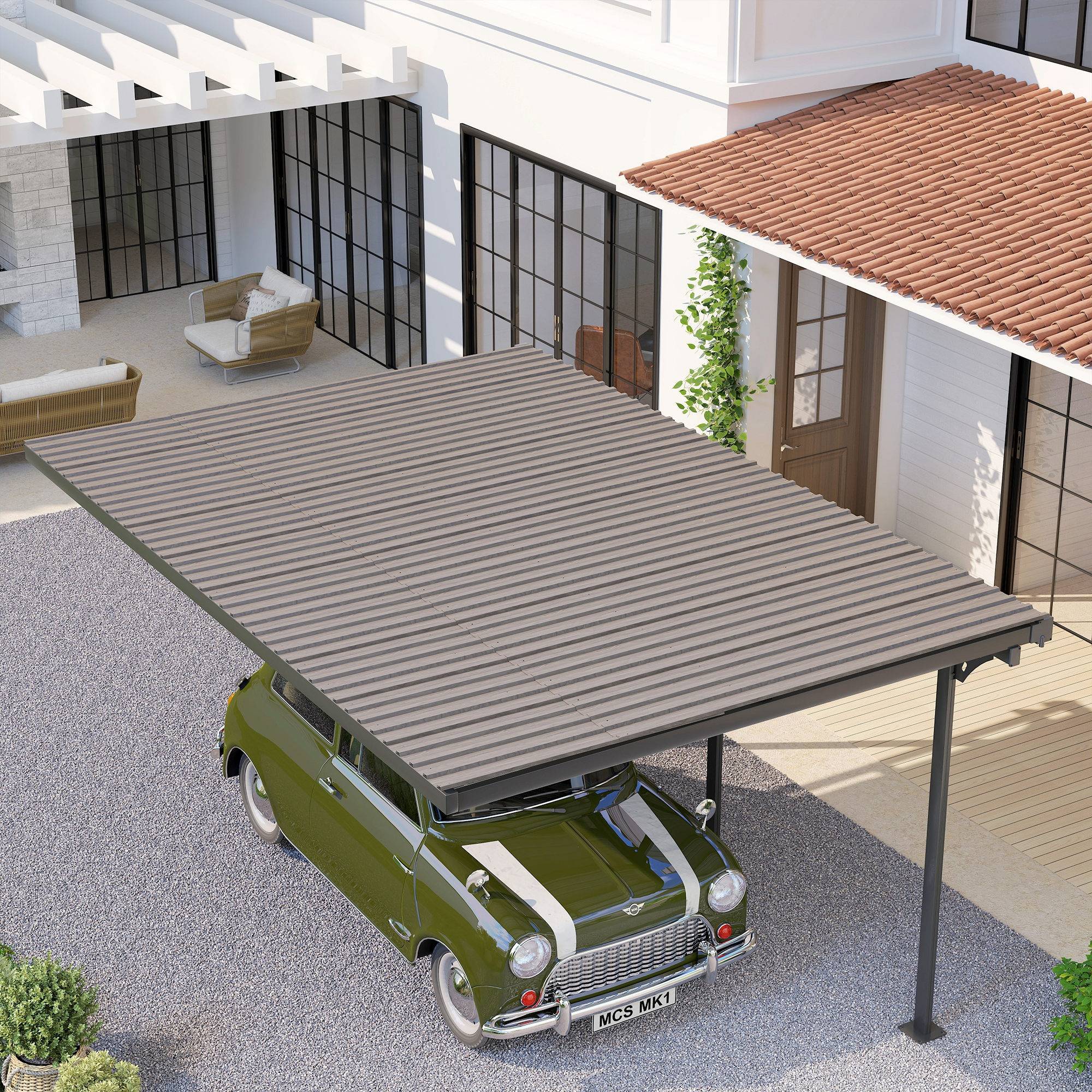 ComfortXL - Panneaux de toiture acier galvanisé bardage extérieur abris garages 129x45cm gris clair - ComfortXL Outdoor Living - Image 10