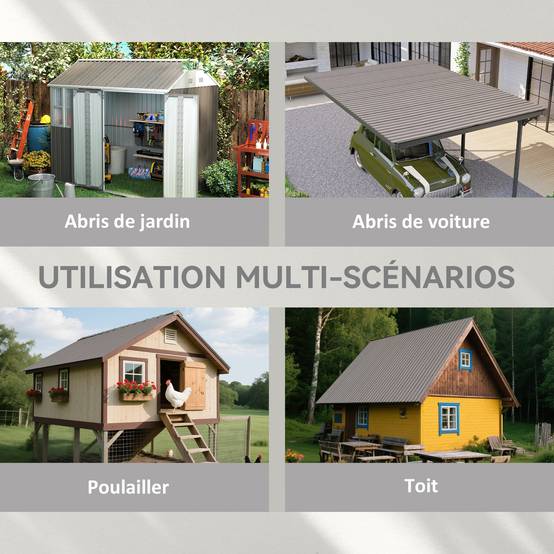 ComfortXL - Panneaux de toiture acier galvanisé bardage extérieur abris garages 129x45cm gris clair - ComfortXL Outdoor Living - Image 6