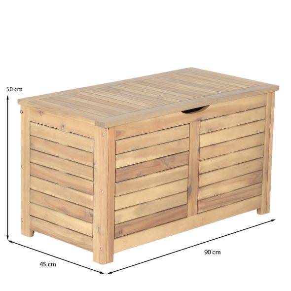 Beau Rivage - Coffre de jardin TERA en bois d'acacia blanchi FSC 90x45x50 cm Beau Rivage - Imagen 3