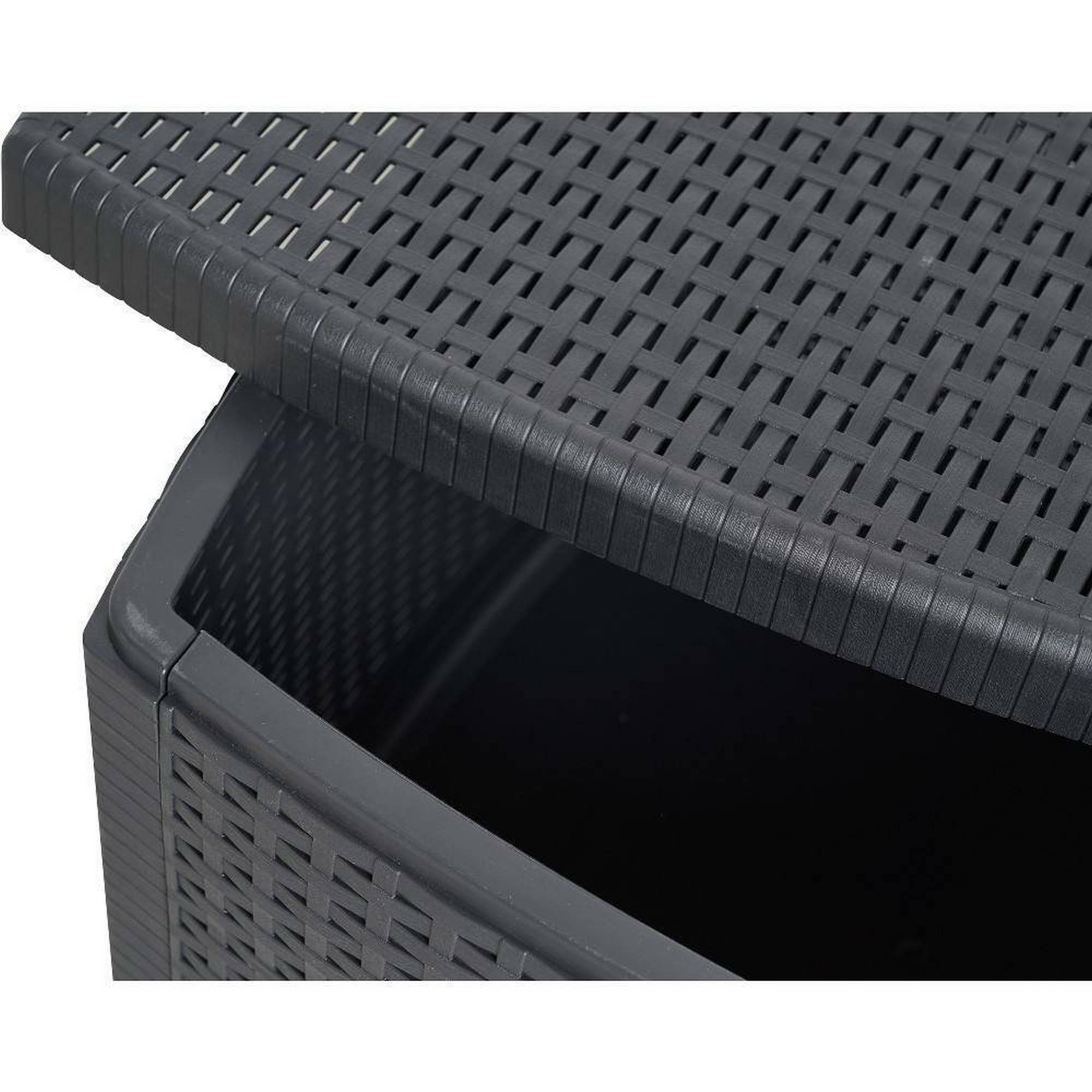 Dmora - Table basse d'extérieur Faenza, Table de rangement polyvalente, Etagère basse effet rotin, 100% Made in Italy, 53x53h40 cm, Anthracite - Dmora - Imagen 6