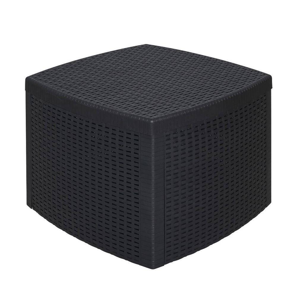 Dmora - Table basse d'extérieur Faenza, Table de rangement polyvalente, Etagère basse effet rotin, 100% Made in Italy, 53x53h40 cm, Anthracite - Dmora - Imagen 7