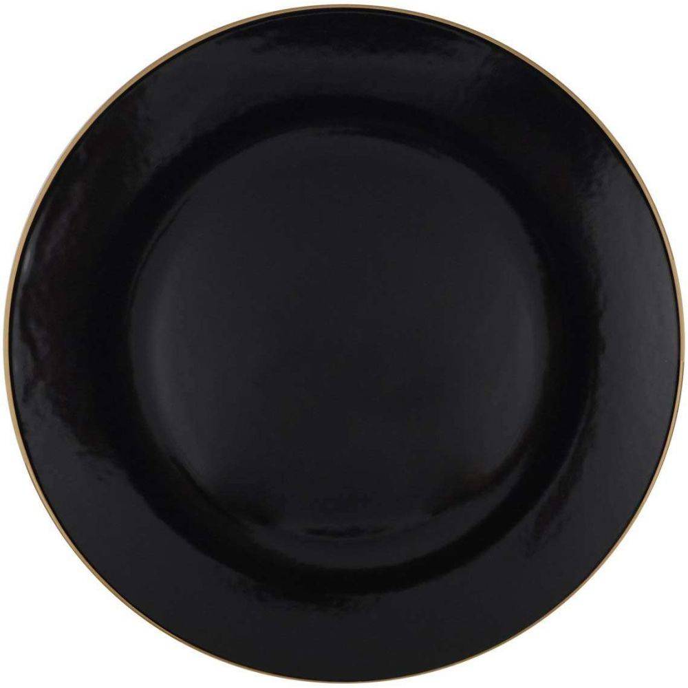 Hanah Home - Service de table en céramique noir liseré doré Dinner 24 pièces - Imagen 3