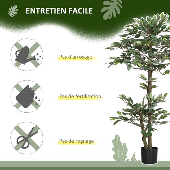 Arbre Artificiel Plante Artificiel ficus Hauteur 1,5 m Tronc Branches Liane Lichen Feuilles Grand réalisme Pot Inclus - Image 8