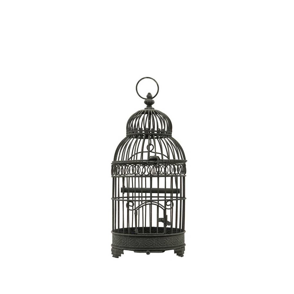 Cage à oiseaux décorative ancienne métal gris ø21x48cm Chemin de campagne - Imagen 1