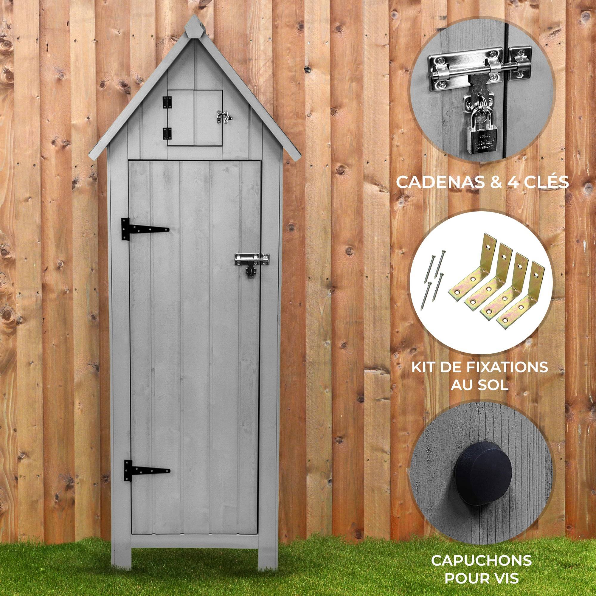 Monstershop - Abri de Jardin en Bois - Gris - Imagen 2