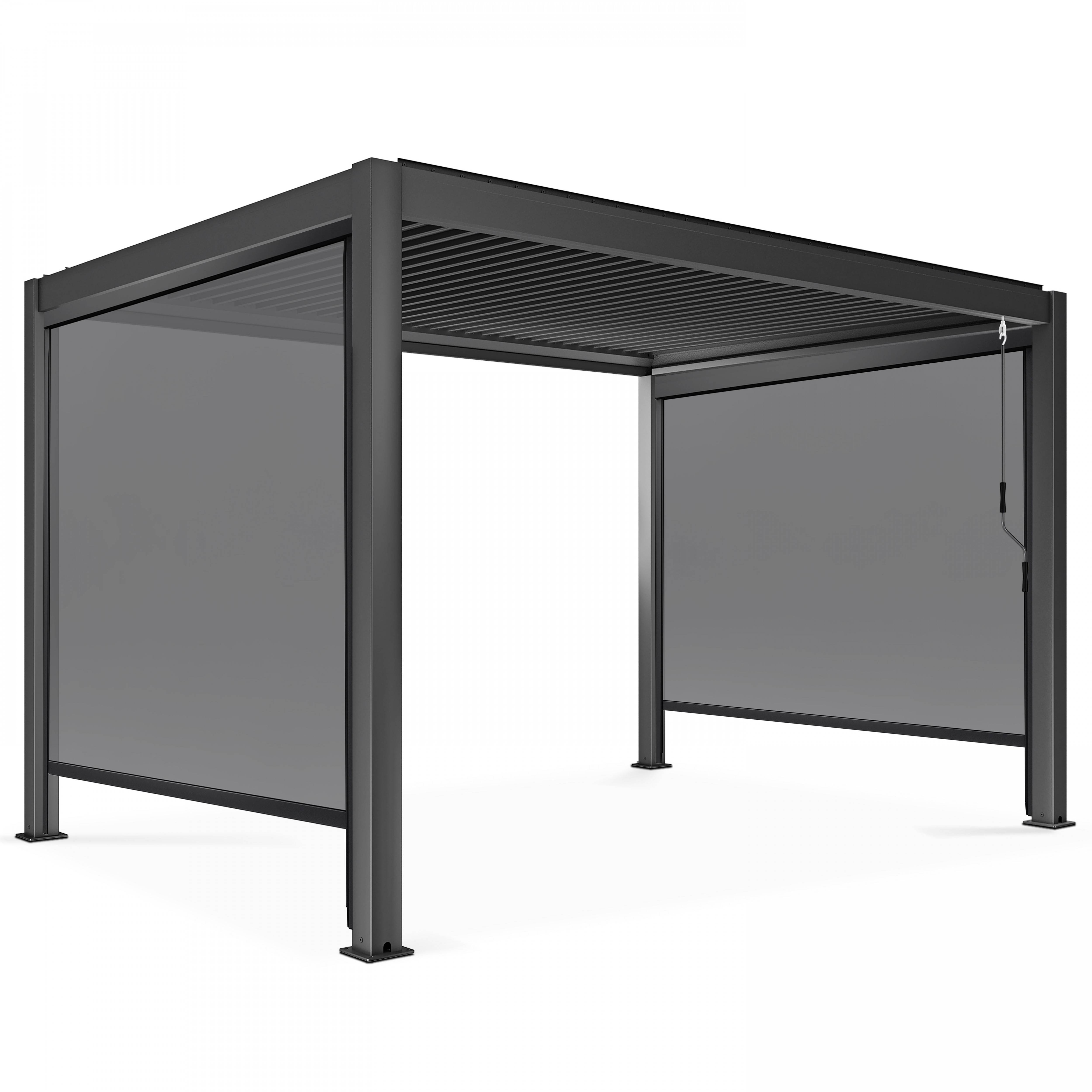 Oviala - Pergola bioclimatique 3x4m autoportée avec 2 stores 2,66 X 2,34 m gris Athenes - Oviala - Imagen 2