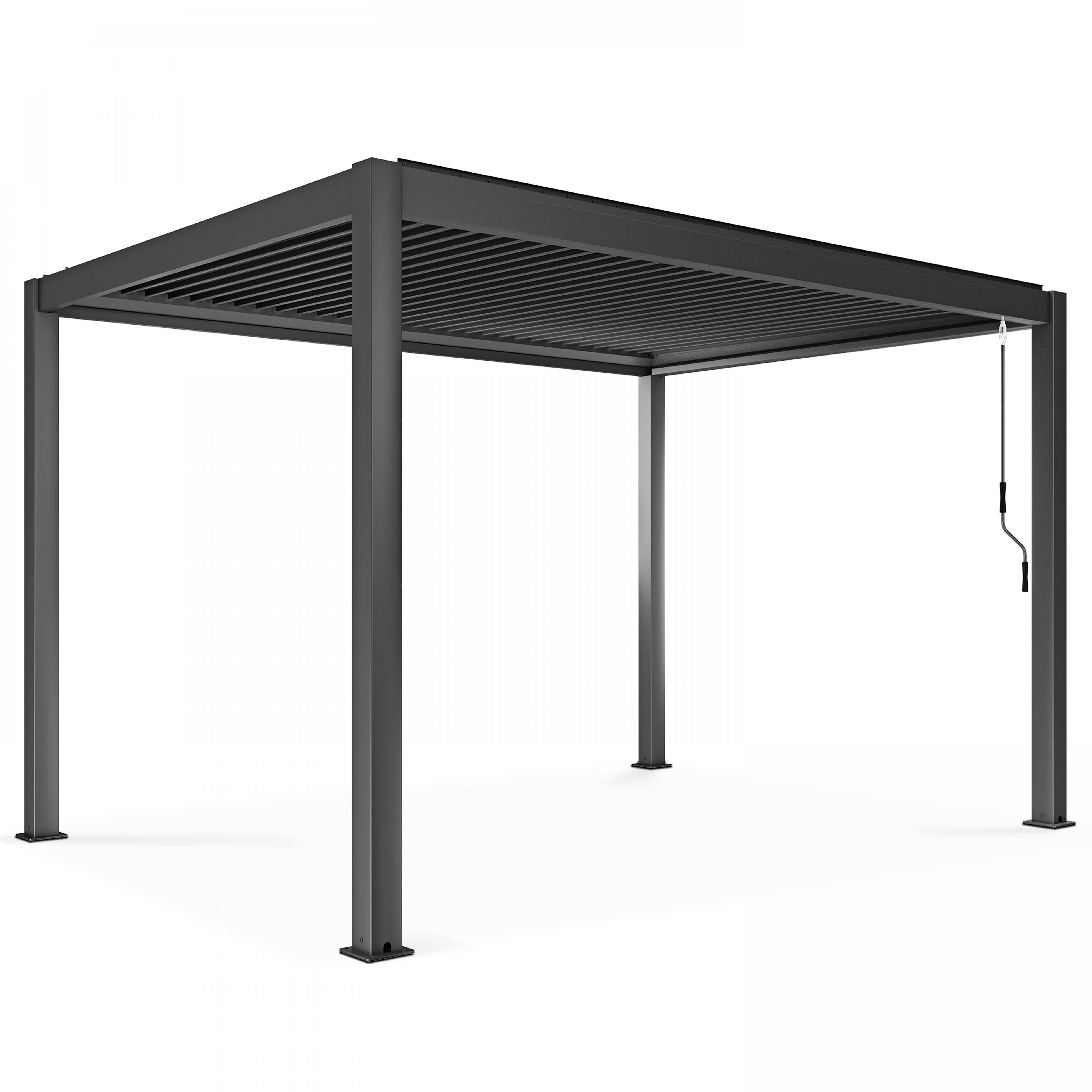 Oviala - Pergola bioclimatique 3x4m autoportée avec 2 stores 2,66 X 2,34 m gris Athenes - Oviala - Imagen 6