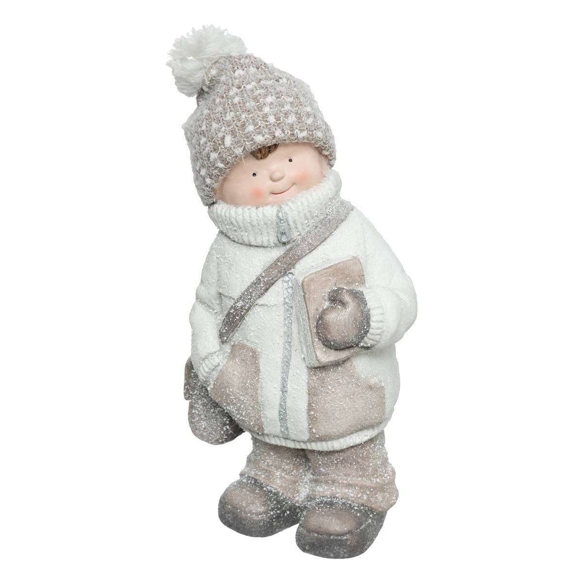 Fééric Lights & Christmas - Déco de Noël Garçon en Hiver effet givré H 42 cm