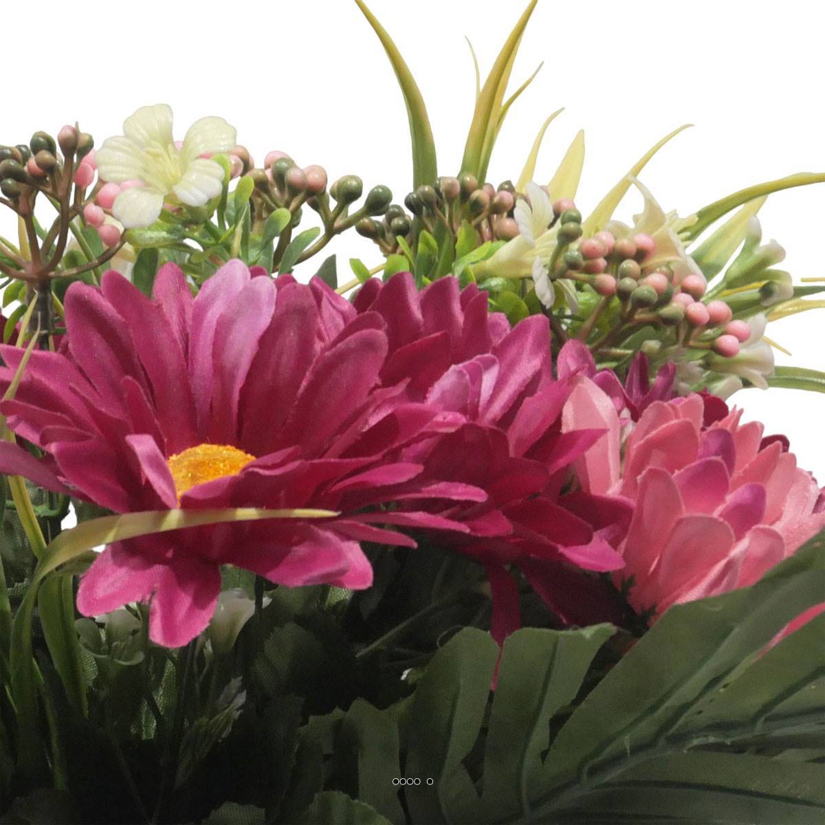 Artificielles - Jardinière fleurs artificielles pour les tombes gerbera et Mini fleurs Pourpre - couleur: Pourpre 340 - Imagen 3