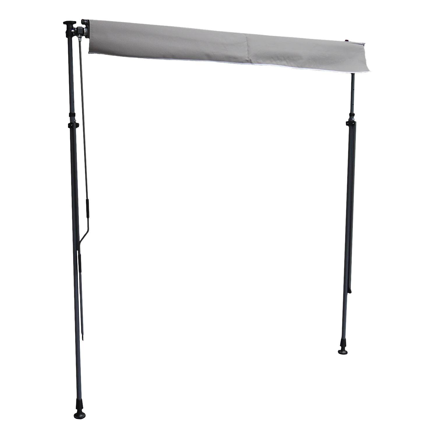 Store banne pour balcon CHENE 3 × 1,2m - Toile grise et structure grise - HAPPY GARDEN - Imagen 5