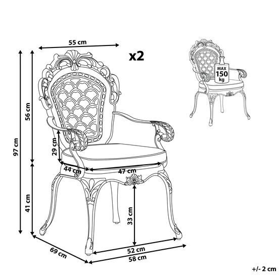 Chaise de jardin Aluminium Marron foncé LIZZANO - Beliani - Image 2
