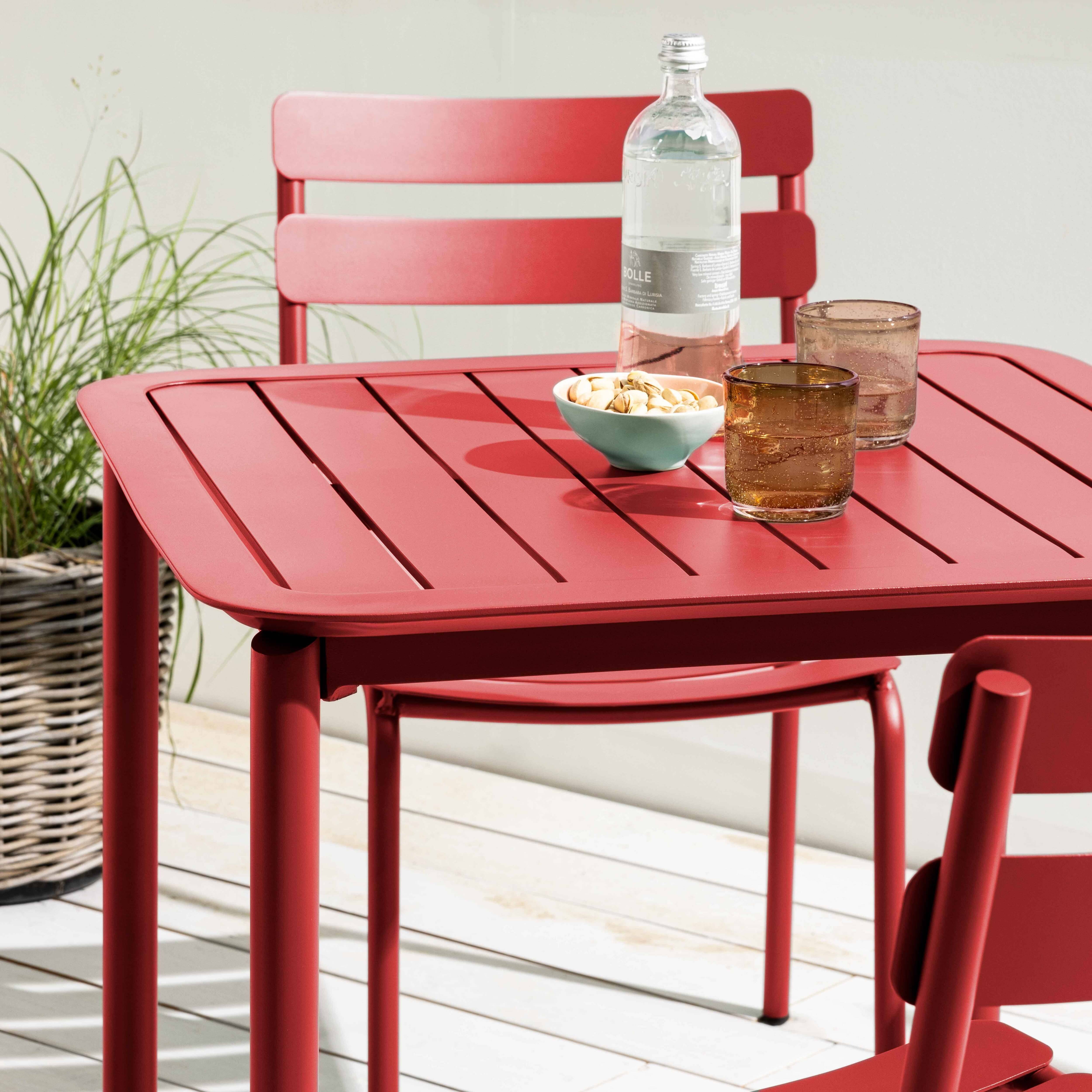 Oviala - Ensemble table de terrasse 70cm et 2 chaises rouge foncé Almada - Oviala - Imagen 3