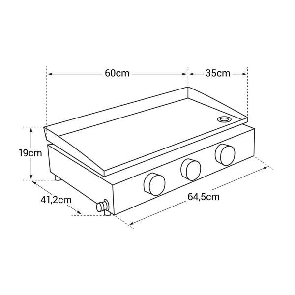 Cook in Garden - Plancha à gaz 3 brûleurs 6 kW 59 × 34 cm pour 8 personnes 3B Cook’in Garden - Imagen 10