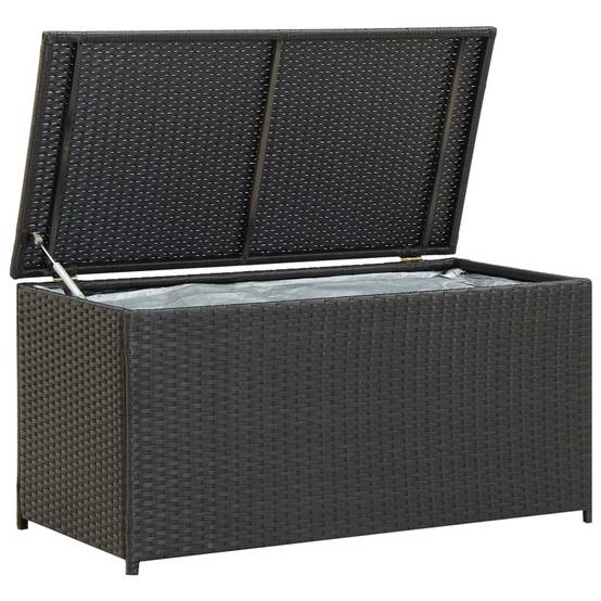 Coffre de rangement - Boîte de rangement extérieure - Coffre de jardin résine tressée 100x50x50 cm noir - Image 2