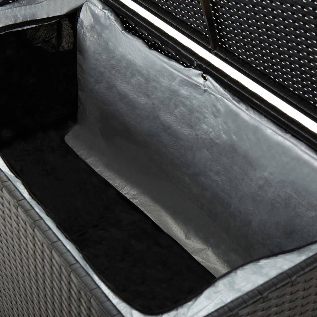 Coffre de rangement - Boîte de rangement extérieure - Coffre de jardin résine tressée 100x50x50 cm noir - Image 5