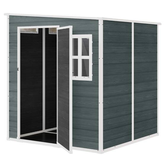 Abri de Jardin Cabanon de Stockage Plancher Structure Aluminium 3 Fenêtres 2 Aérations 182x182x183cm Gris Effet Bois - Image 2