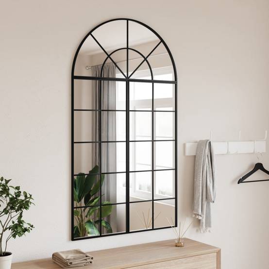 Maison Chic - Miroir mural - Miroir décoratif noir 80x140 cm arche fer - Image 2