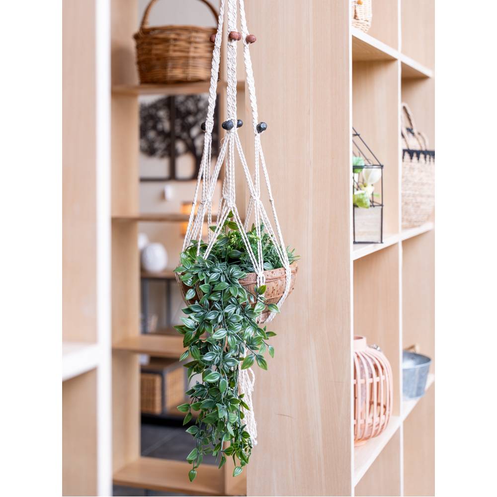 Aubry Gaspard - Macramé suspendu en jute blanche – 2 niveaux décoratifs sans corbeilles - Image 2