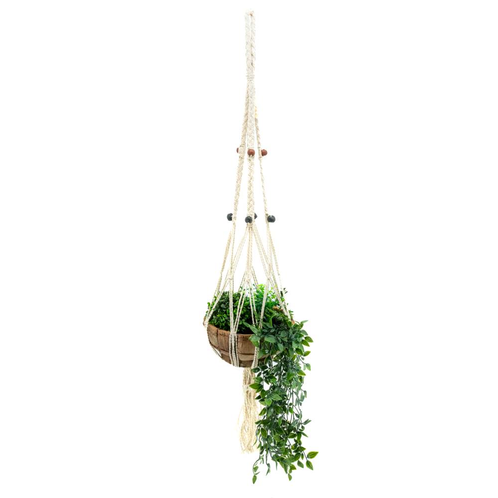 Aubry Gaspard - Macramé suspendu en jute blanche – 2 niveaux décoratifs sans corbeilles - Image 3
