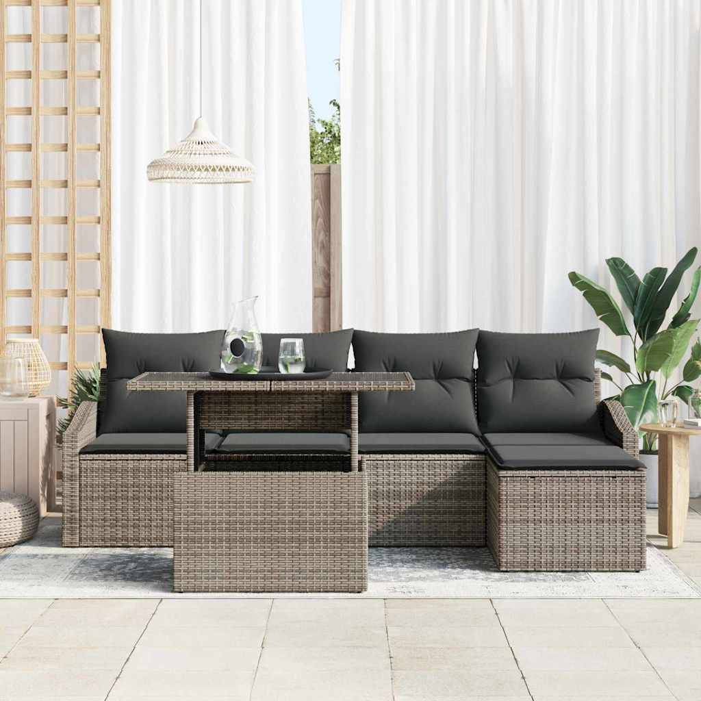 Canapé Extérieur Gris avec Table Ajustable et Coffre Rangement 6 Pièces – ComfortXL Outdoor Living - Image 3