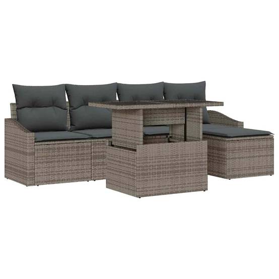 Canapé Extérieur Gris avec Table Ajustable et Coffre Rangement 6 Pièces – ComfortXL Outdoor Living - Image 2