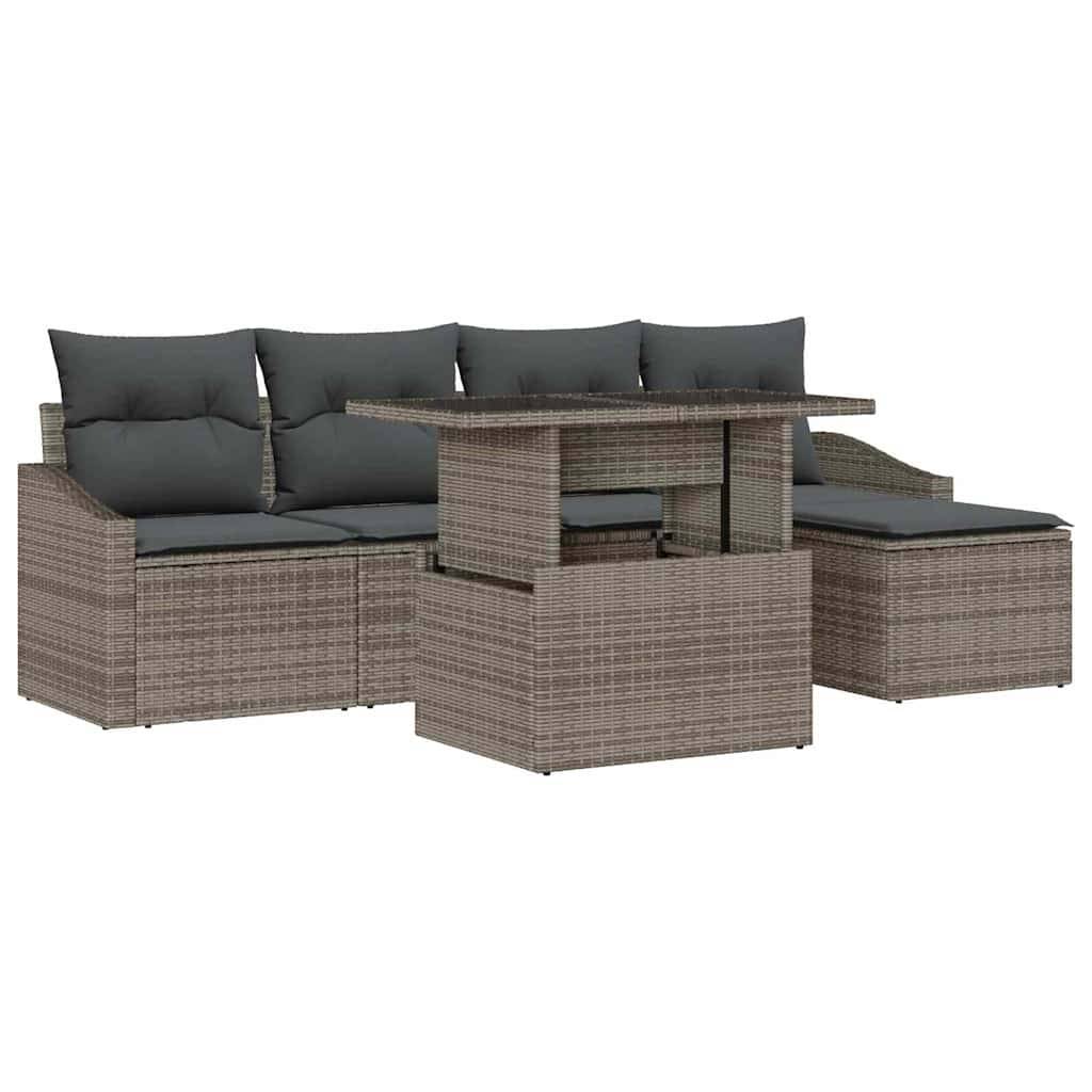 Canapé Extérieur Gris avec Table Ajustable et Coffre Rangement 6 Pièces – ComfortXL Outdoor Living - Image 2