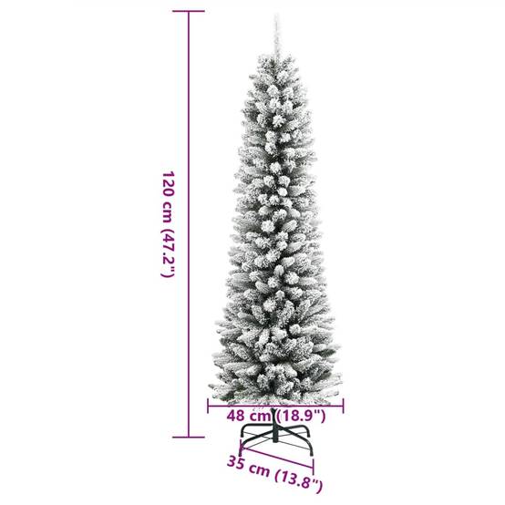 ComfortXL - Sapin de Noël Artificiel Mince Floqué PVC/PE Décoration d'Hiver Blanc 120 cm – ComfortXL Outdoor Living - Image 8