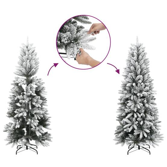 ComfortXL - Sapin de Noël Artificiel Mince Floqué PVC/PE Décoration d'Hiver Blanc 120 cm – ComfortXL Outdoor Living - Image 3