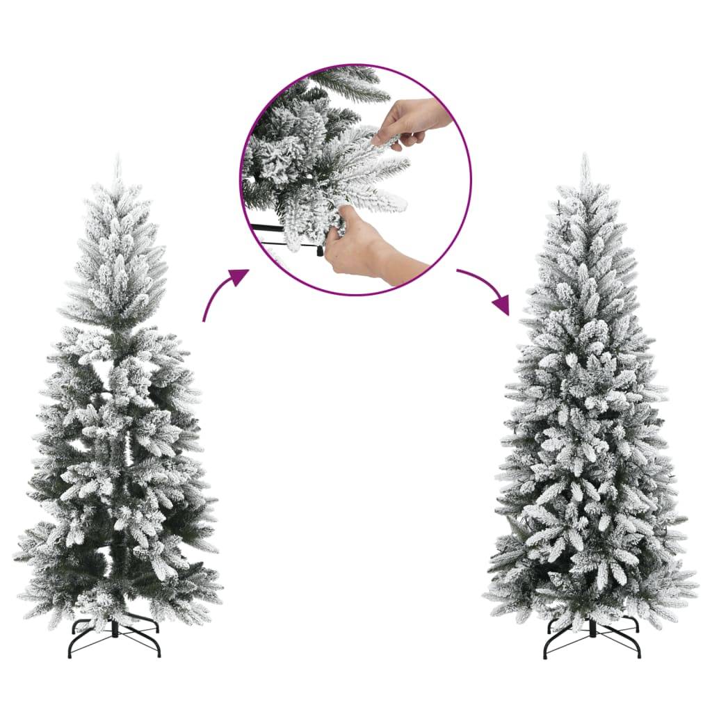 ComfortXL - Sapin de Noël Artificiel Mince Floqué PVC/PE Décoration d'Hiver Blanc 120 cm – ComfortXL Outdoor Living - Image 3
