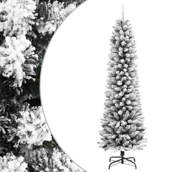 ComfortXL - Sapin de Noël Artificiel Mince Floqué PVC/PE Décoration d'Hiver Blanc 120 cm – ComfortXL Outdoor Living - Image 1