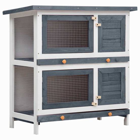 Vidaxl - Clapier d'extérieur 4 portes Gris Bois vidaXL 170834 - Image 2