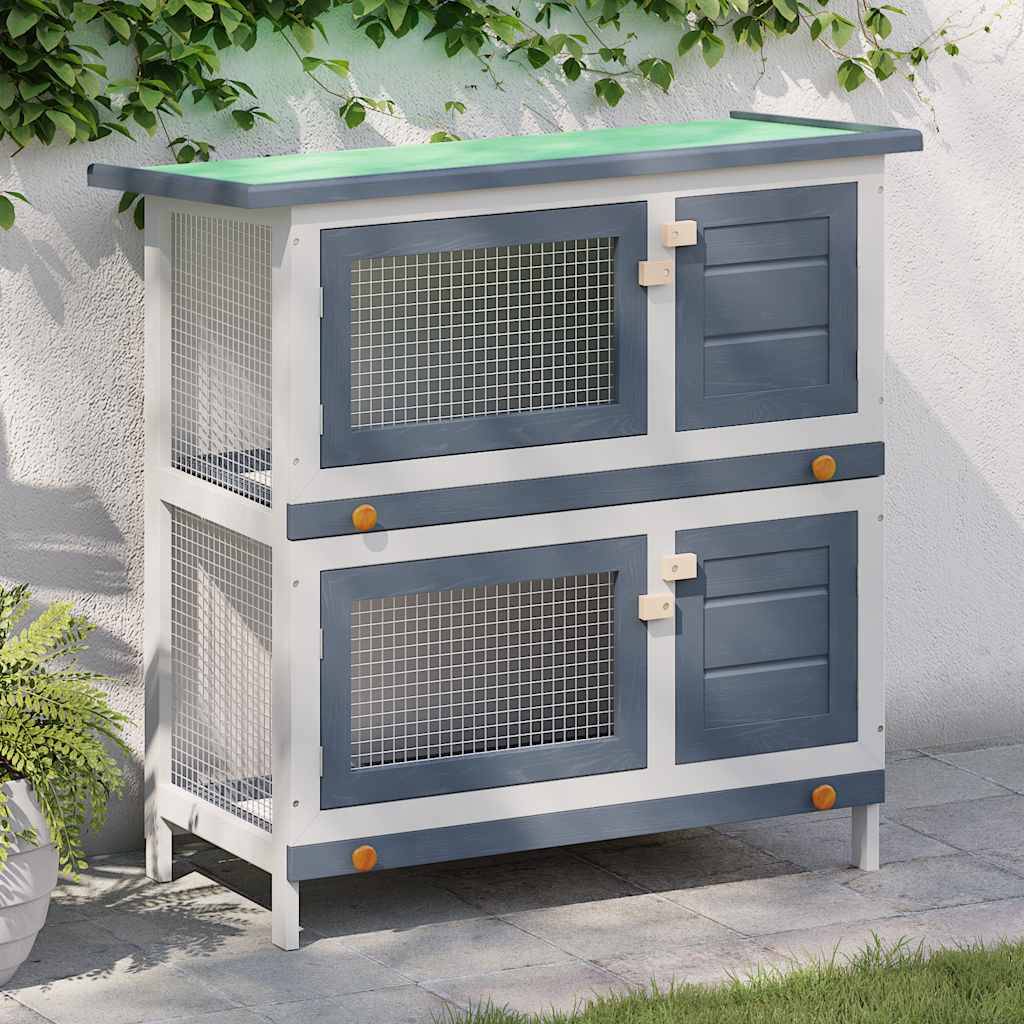 Vidaxl - Clapier d'extérieur 4 portes Gris Bois vidaXL 170834 - Image 1