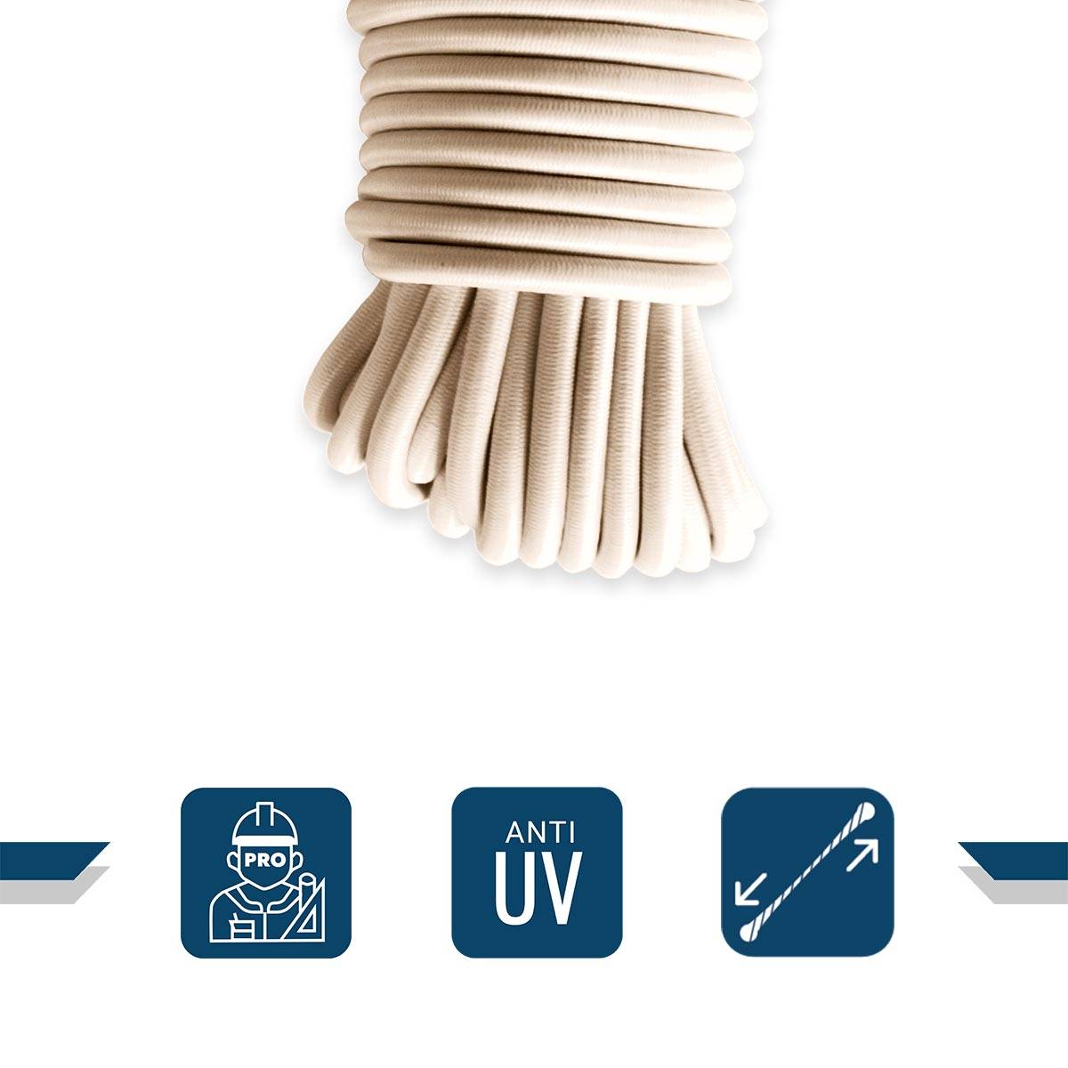 Sandow élastique Ivoire 80 mètres 9SW - Qualité PRO - Tendeur pour bâche de diamètre 9 mm TECPLAST - Imagen 3